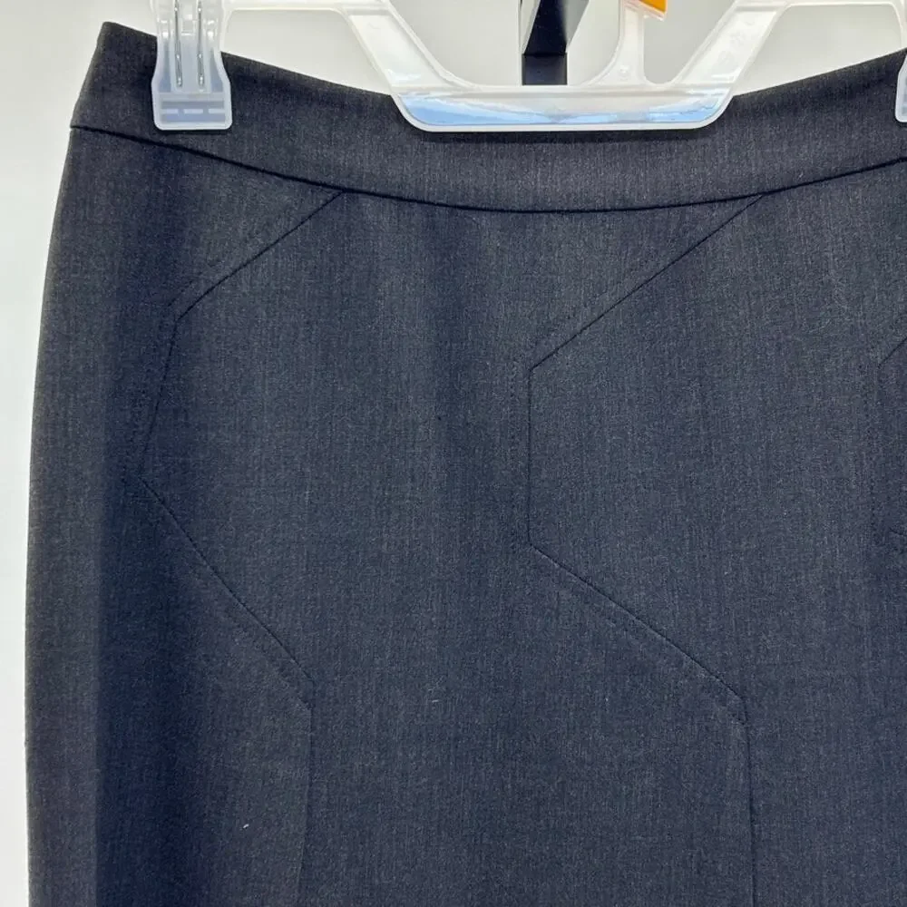 St. John Sport Gray Y2K Wool Geometric Zip Pencil 2 Skirt MSRP $248 Old Money
